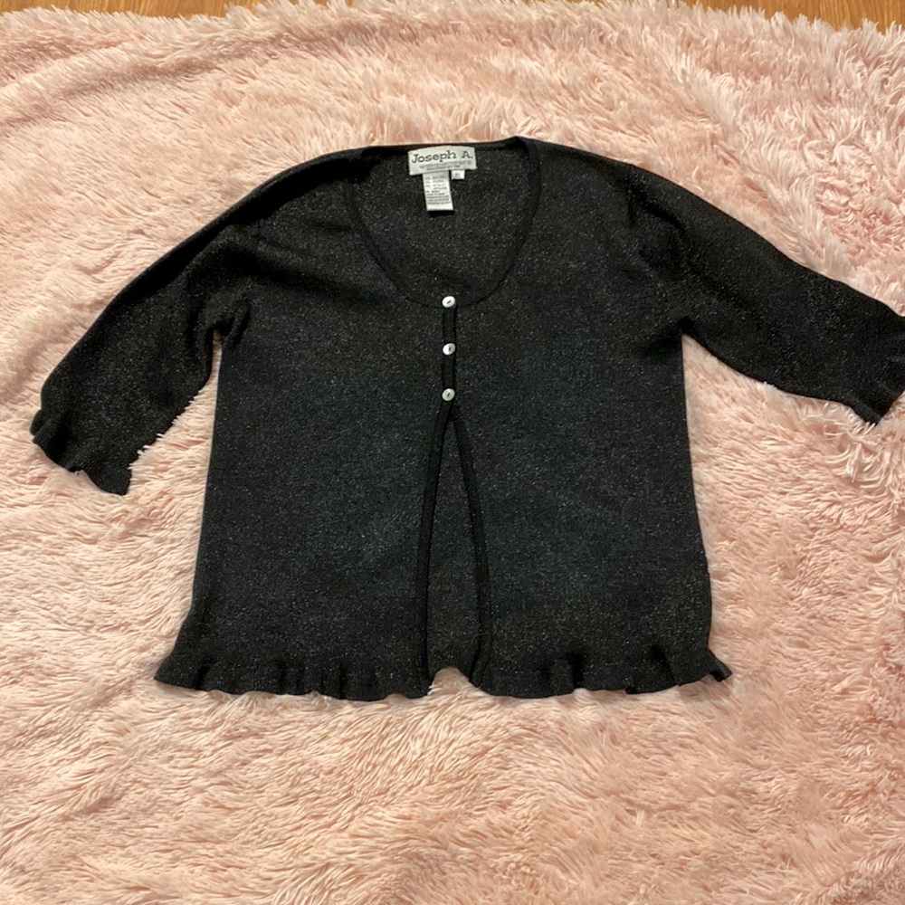 Joseph A Black metallic silver silk guardian buttons  size XL.